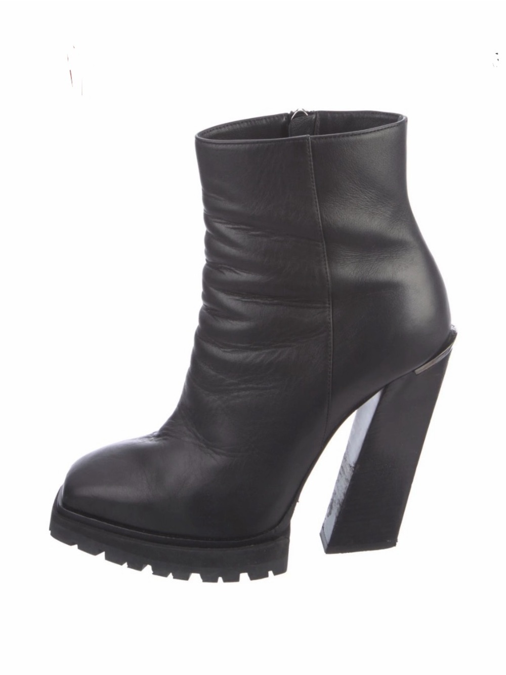 Jimmy Choo Black Leather Platform Ankle Boot - Sleek High Heel Sz 38